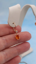 Load image into Gallery viewer, Fire Opal and Diamond Leverback Earrings - 14K Rose Gold