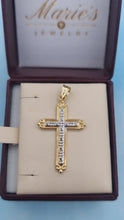 Load image into Gallery viewer, Gold Two Tone Cross Pendant - 14K Yellow Gold - Estate