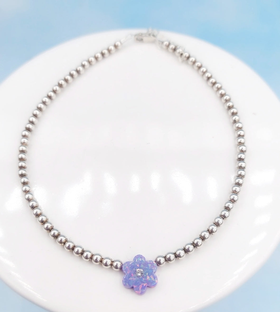 Purple Daisy Flower Anklet - Our Whole Heart