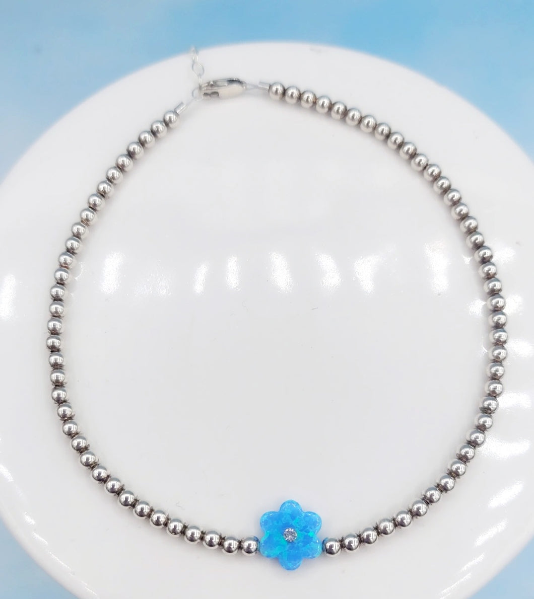 Blue Daisy Flower Anklet - Our Whole Heart