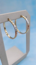 Load image into Gallery viewer, 1" Tri Color Diamond Cut Hoops - 14K Gold
