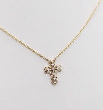 Load image into Gallery viewer, Diamond Filigree Cross Necklace - 14k Yellow Gold