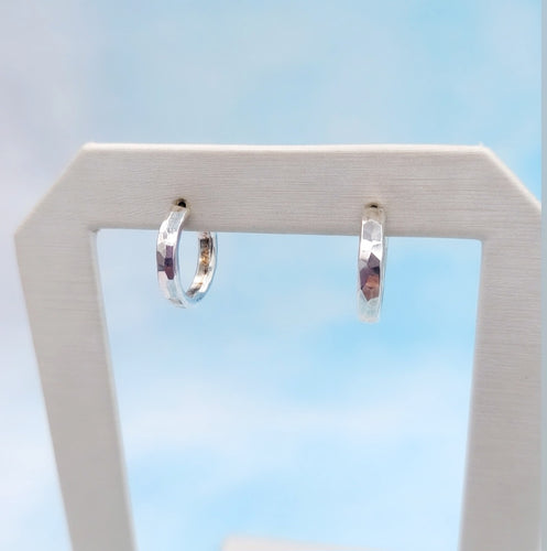 Hammered Post Hoop Earrings - Lotus Jewelry