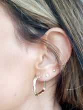 Load image into Gallery viewer, Square Diamond-Cut Hoop Earrings - 14K