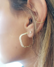 Load image into Gallery viewer, Square Diamond-Cut Hoop Earrings - 14K