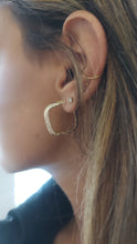 Load image into Gallery viewer, Square Diamond-Cut Hoop Earrings - 14K