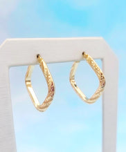 Load image into Gallery viewer, Square Diamond-Cut Hoop Earrings - 14K