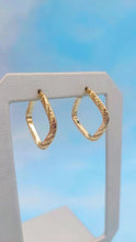 Load image into Gallery viewer, Square Diamond-Cut Hoop Earrings - 14K