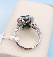 Load image into Gallery viewer, 3.3 Carat Emerald &amp; Diamond Ring - 14k White Gold
