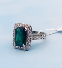 Load image into Gallery viewer, 3.3 Carat Emerald &amp; Diamond Ring - 14k White Gold