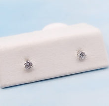 Load image into Gallery viewer, Petite Diamond Stud Earrings with Screw Back - 14K White Gold