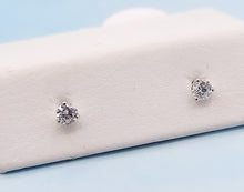 Load image into Gallery viewer, Petite Diamond Stud Earrings with Screw Back - 14K White Gold