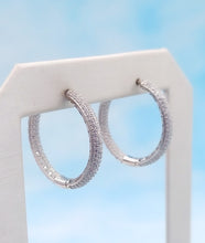 Load image into Gallery viewer, Pave Round Hinged Hoops Sterling Silver - Rebecca