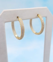 Load image into Gallery viewer, Pave Round Hinged Hoops Sterling Silver - Rebecca