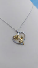 Load image into Gallery viewer, Heart Necklace w/Rose Charm- Sterling Silver - Rebecca