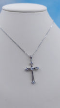 Load image into Gallery viewer, Fleur Cross Necklace - Sterling Silver