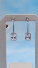 Load image into Gallery viewer, Brilliant Emerald Cut Halo Drop Earrings- Sterling Silver - Rebecca