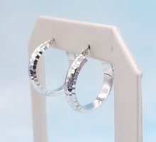 Load image into Gallery viewer, Diamond Cut White Gold Hoops - 14K White Gold