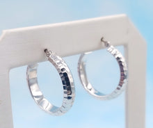 Load image into Gallery viewer, Diamond Cut White Gold Hoops - 14K White Gold