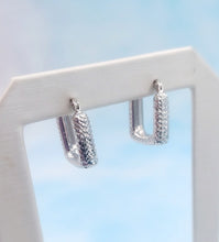 Load image into Gallery viewer, Rectangle White Gold Hoops - 14K White Gold