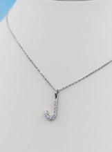 Load image into Gallery viewer, Diamond Letter J Pendant &amp; Chain - 14K White Gold