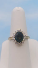 Load image into Gallery viewer, Natural Green Sapphire &amp; Diamond Ring - 18K Yellow Gold