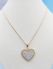 Load image into Gallery viewer, Pave Heart Statement Necklace on Razza Chain - 14K Yellow Gold