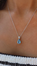 Load image into Gallery viewer, Blue Topaz Pear Shaped Necklace-14K White Gold