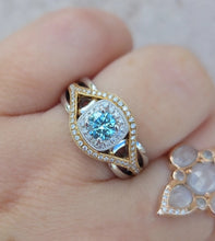 Load image into Gallery viewer, Blue Diamond Ring with Two Tone Setting - 14K Yellow Gold