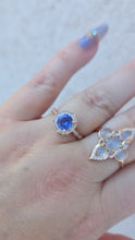 Load image into Gallery viewer, Round Tanzanite and Diamond Fleur Ring - 14K Rose Gold