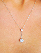 Load image into Gallery viewer, CZ Bezel Drop Necklace - Sterling Silver