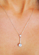 Load image into Gallery viewer, CZ Bezel Drop Necklace - Sterling Silver