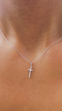 Load image into Gallery viewer, Petite Diamond Gold Cross - 14K White Gold
