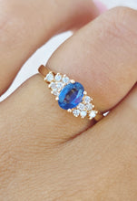 Load image into Gallery viewer, Sapphire and Diamond Ring - 14K Yellow Gold - Estate Piece