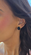 Load image into Gallery viewer, Oval Onyx Post Earrings - 14K Yellow Gold - Estate