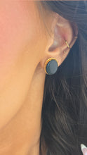 Load image into Gallery viewer, Oval Onyx Post Earrings - 14K Yellow Gold - Estate