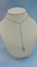 Load image into Gallery viewer, Hamsa Beaded Y Chain Necklace - Sterling Silver