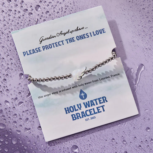 Guardian Angel Holy Water Stretch Bracelet in Silver