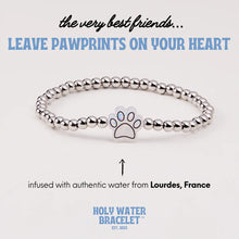 Load image into Gallery viewer, Pawprint Holy Water Stretch Bracelet in Silver