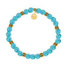 Load image into Gallery viewer, Gold with Blue Amazonite Charity Soul Stacker - The Jimmy Fund Charity Bracelet
