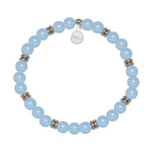 Load image into Gallery viewer, Silver with Light Blue Quartz Charity Soul Stacker - TJazelle Jimmy Fund Charity Bracelet
