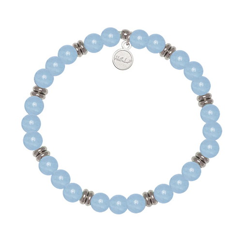 Silver with Light Blue Quartz Charity Soul Stacker - The Jimmy Fund Charity Bracelet