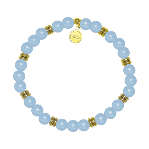 Gold with Light Blue Quartz Charity Soul Stacker - The Jimmy Fund Charity Bracelet