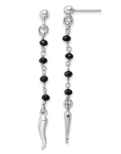 Load image into Gallery viewer, Italian Horn w/Black Glass Beads Earrings - Sterling Silver