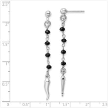 Load image into Gallery viewer, Italian Horn w/Black Glass Beads Earrings - Sterling Silver