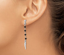 Load image into Gallery viewer, Italian Horn w/Black Glass Beads Earrings - Sterling Silver