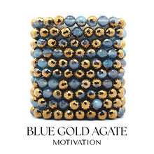 Load image into Gallery viewer, "Motivation" Blue Gold Agate Stacker - TJazelle