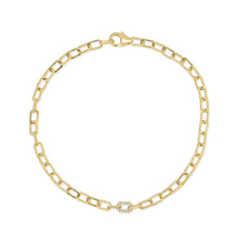 Load image into Gallery viewer, Mini Paperclip Link Diamond Bracelet - 14K Gold
