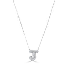 Load image into Gallery viewer, Bubble Pave Diamond J Initial Necklace