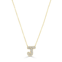 Load image into Gallery viewer, Bubble Pave Diamond J Initial Necklace